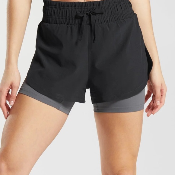 Gymshark Women's Black and Gray Athletic Shorts - Picture 2 of 3